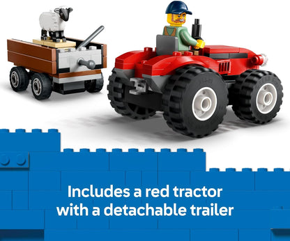 City: Red Farm Tractor with Trailer and Sheep-3