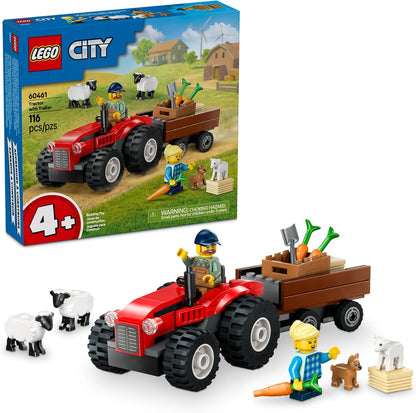 City: Red Farm Tractor with Trailer and Sheep-4