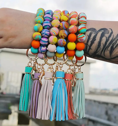 Beaded Keychain Beige-2