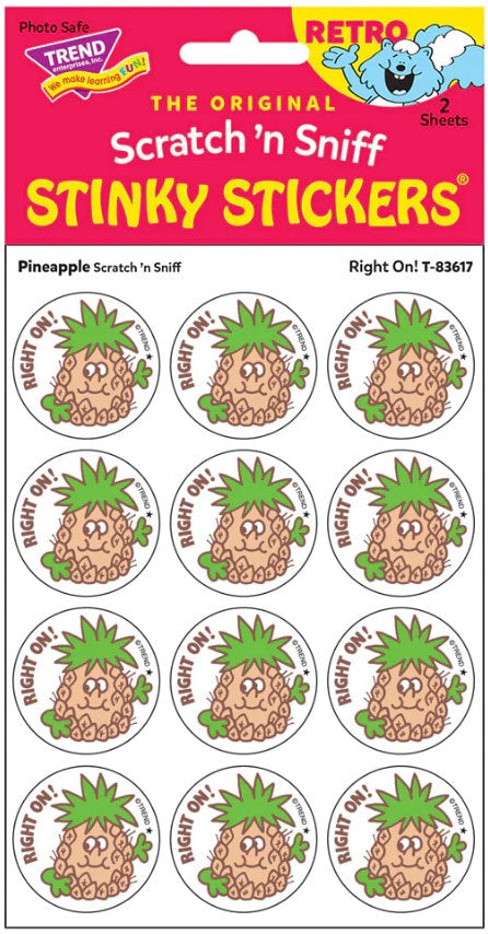 Right On! Pineapple Scratch 'n Sniff Stinky Stickers+é-«